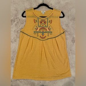 Sundance Yellow Linen Embroidered Tank